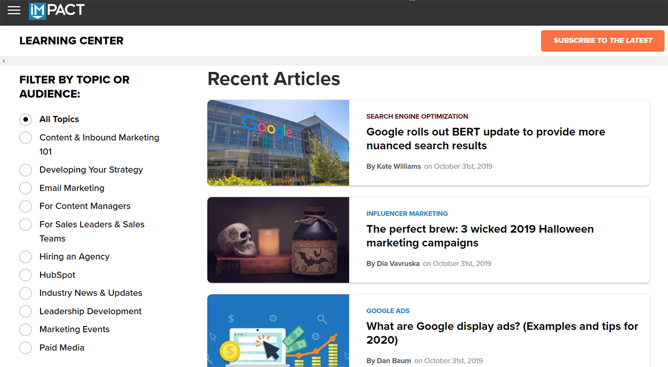 Educational Content on Website - Example