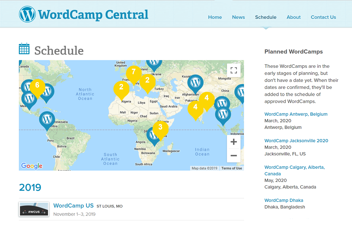 WordCamps Schedule