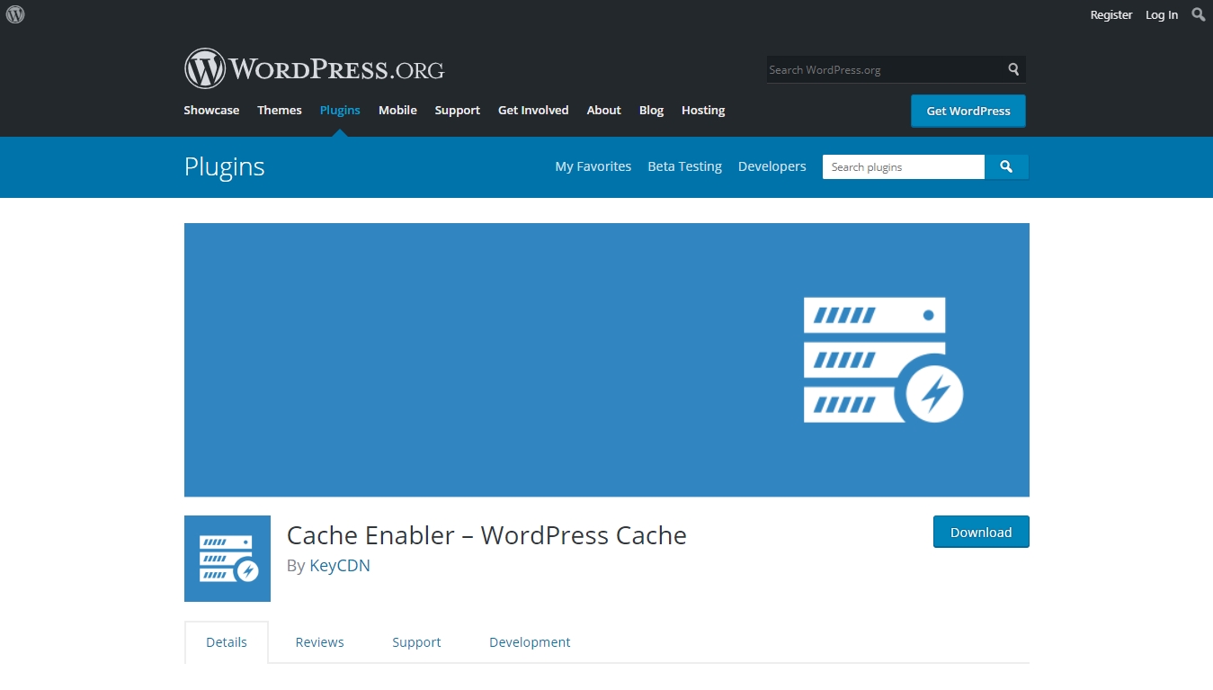 cache enabler download page from wordpress.org