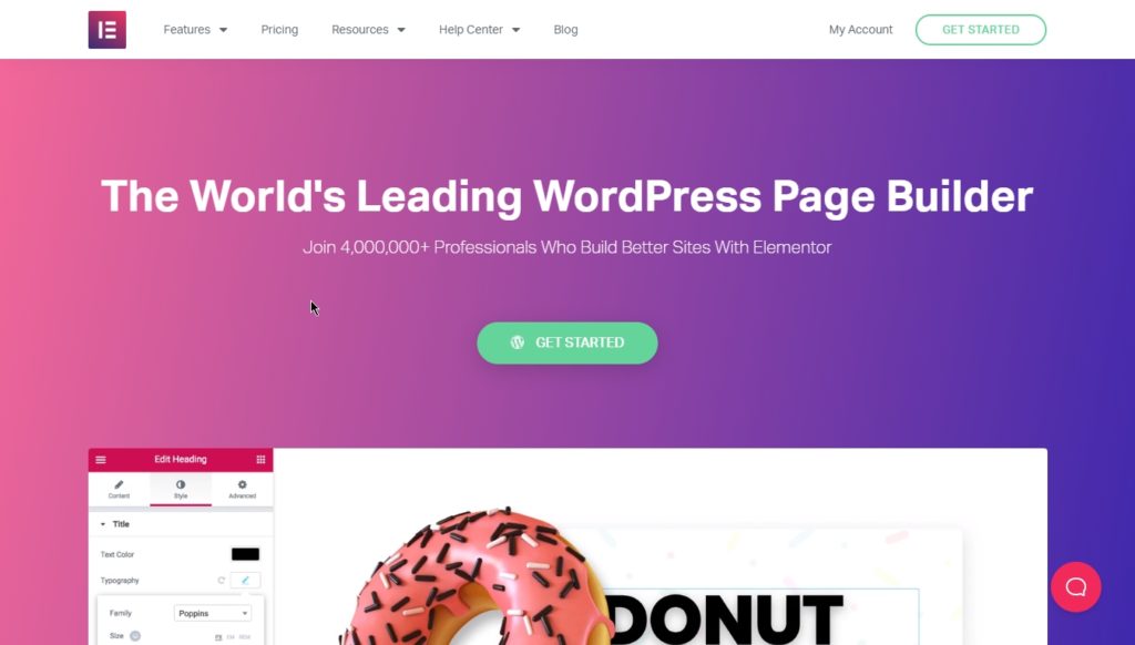 elementor page builder homepage