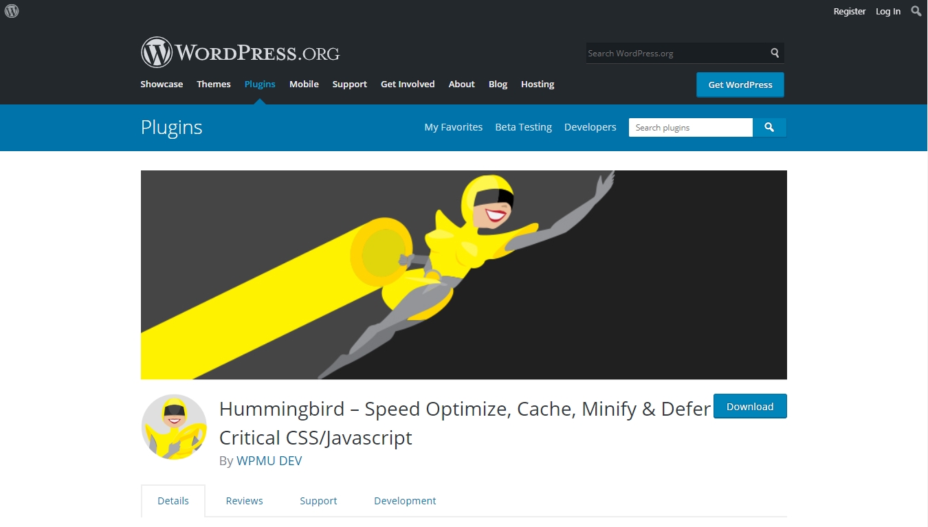 hummingbird caching plugin download page from wordpress.org