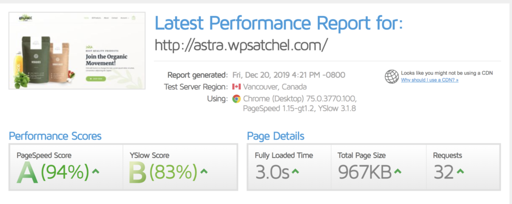 litespeed cache plugin speedtest results
