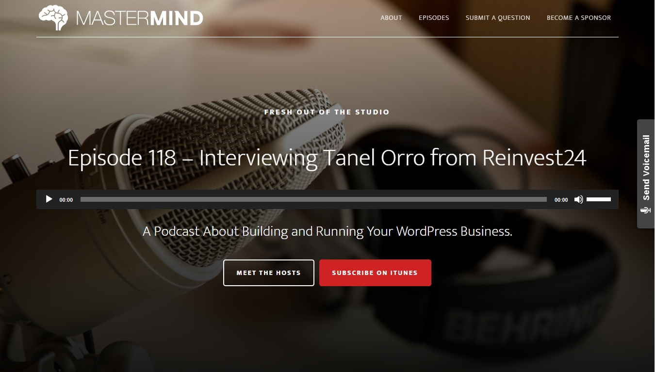 mastermind podcast homepage with latest episode