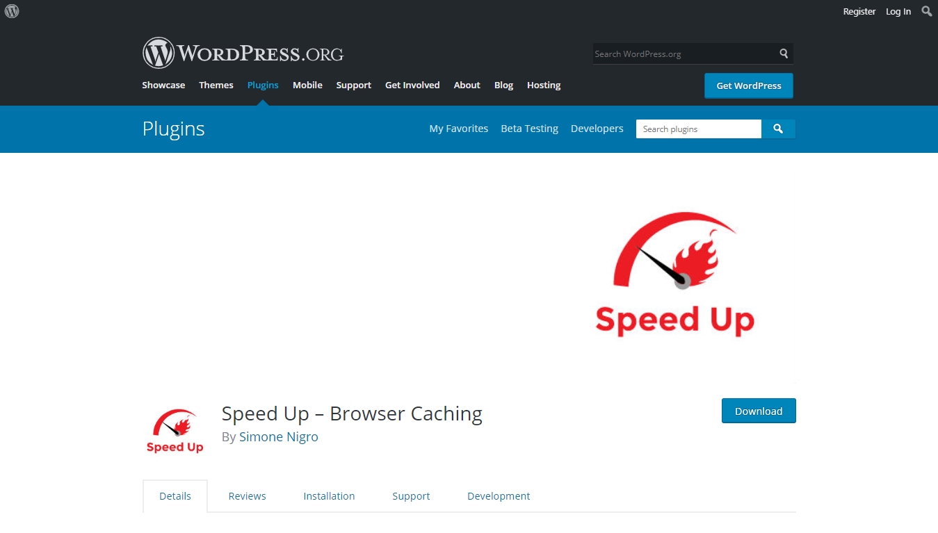 speedup browser caching plugin download page from wordpress.org