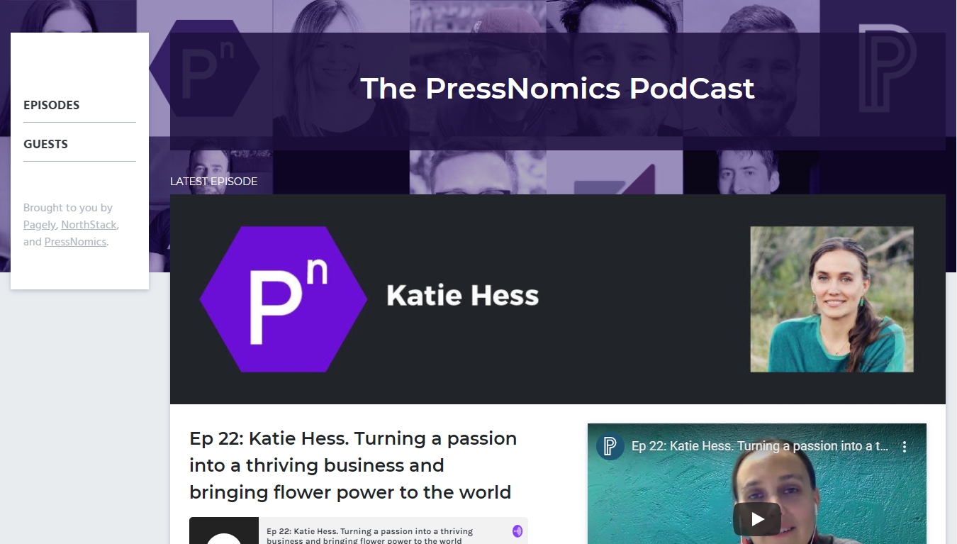 the pressnomics podcast page with latest episode