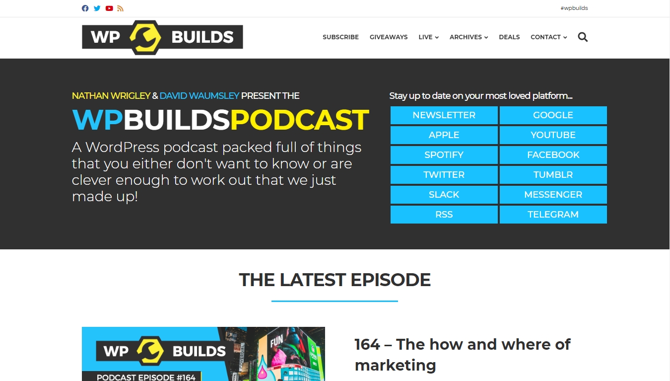 wp builds podcast homepage