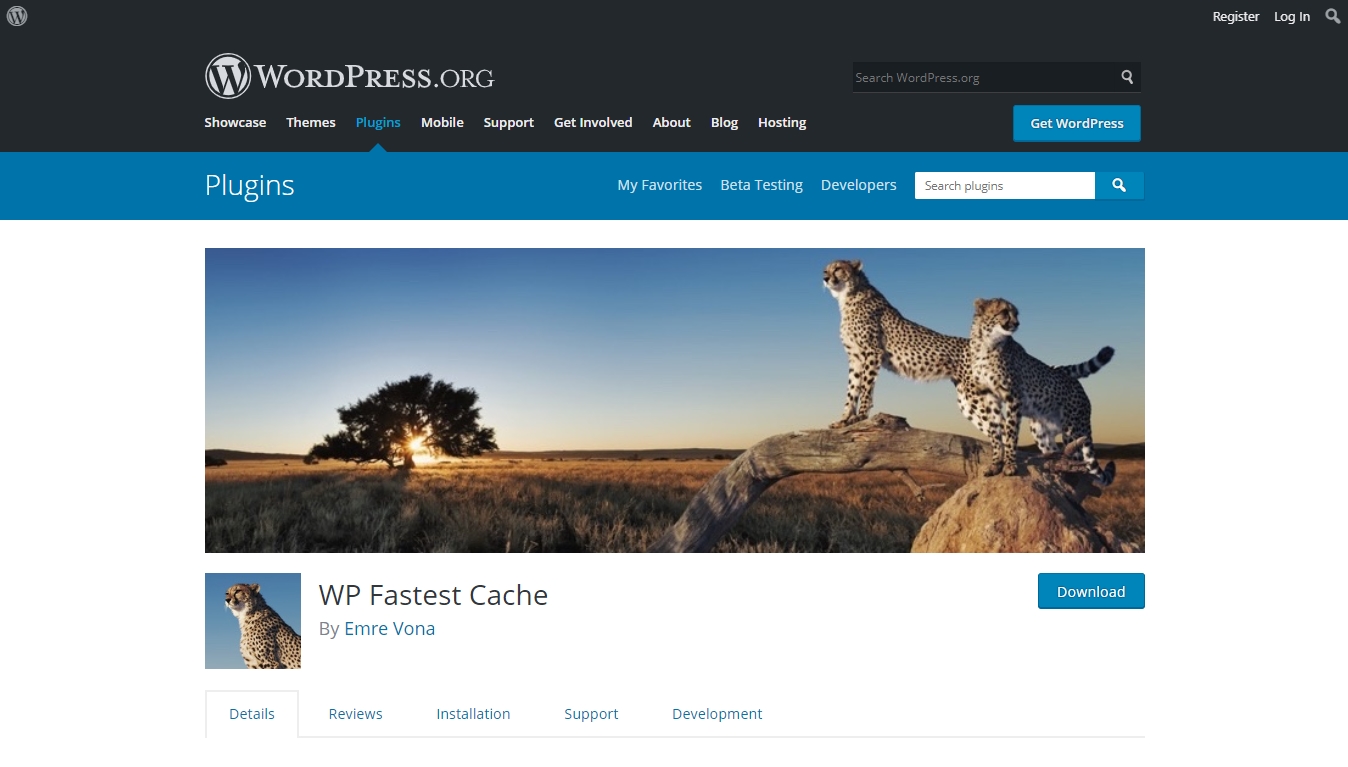 wp fastest cache download page from wordpress.org