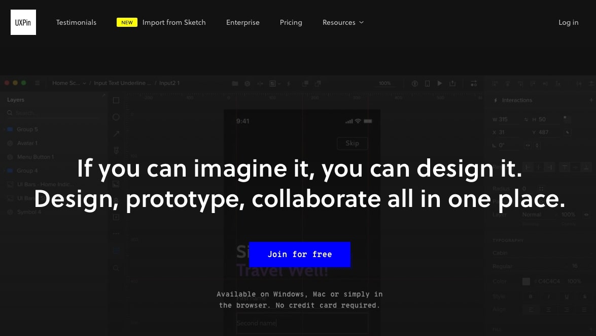 UX Pin homepage