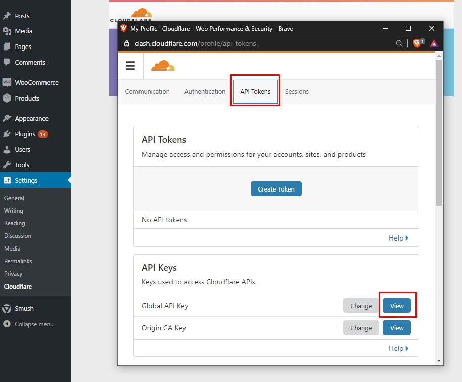 API tokens on cloudflare
