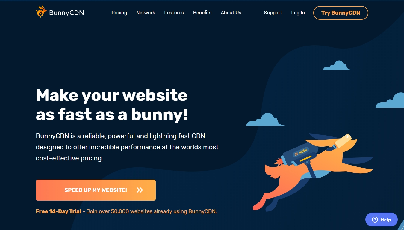bunny cdn homepage screenshot