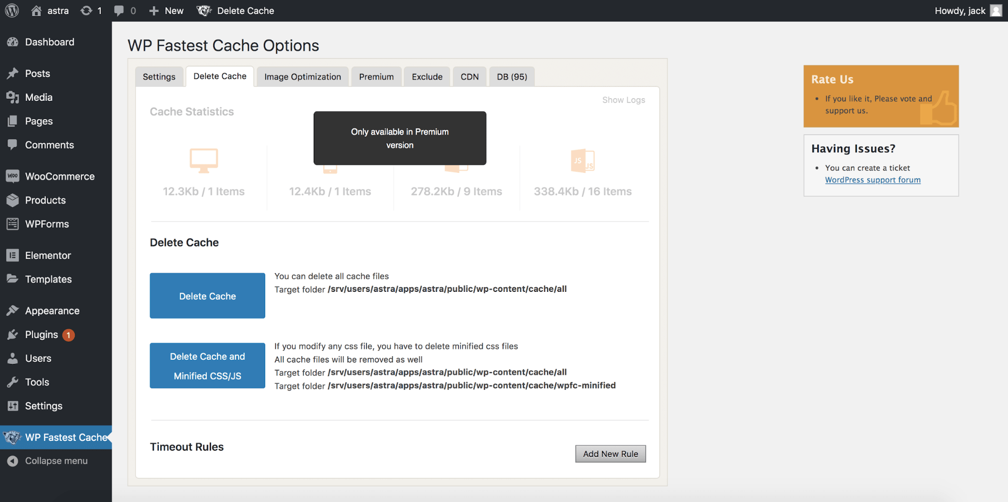 clear cache with wp fastest cache
