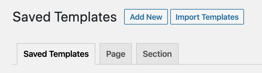 saved templates section in the elementor menu