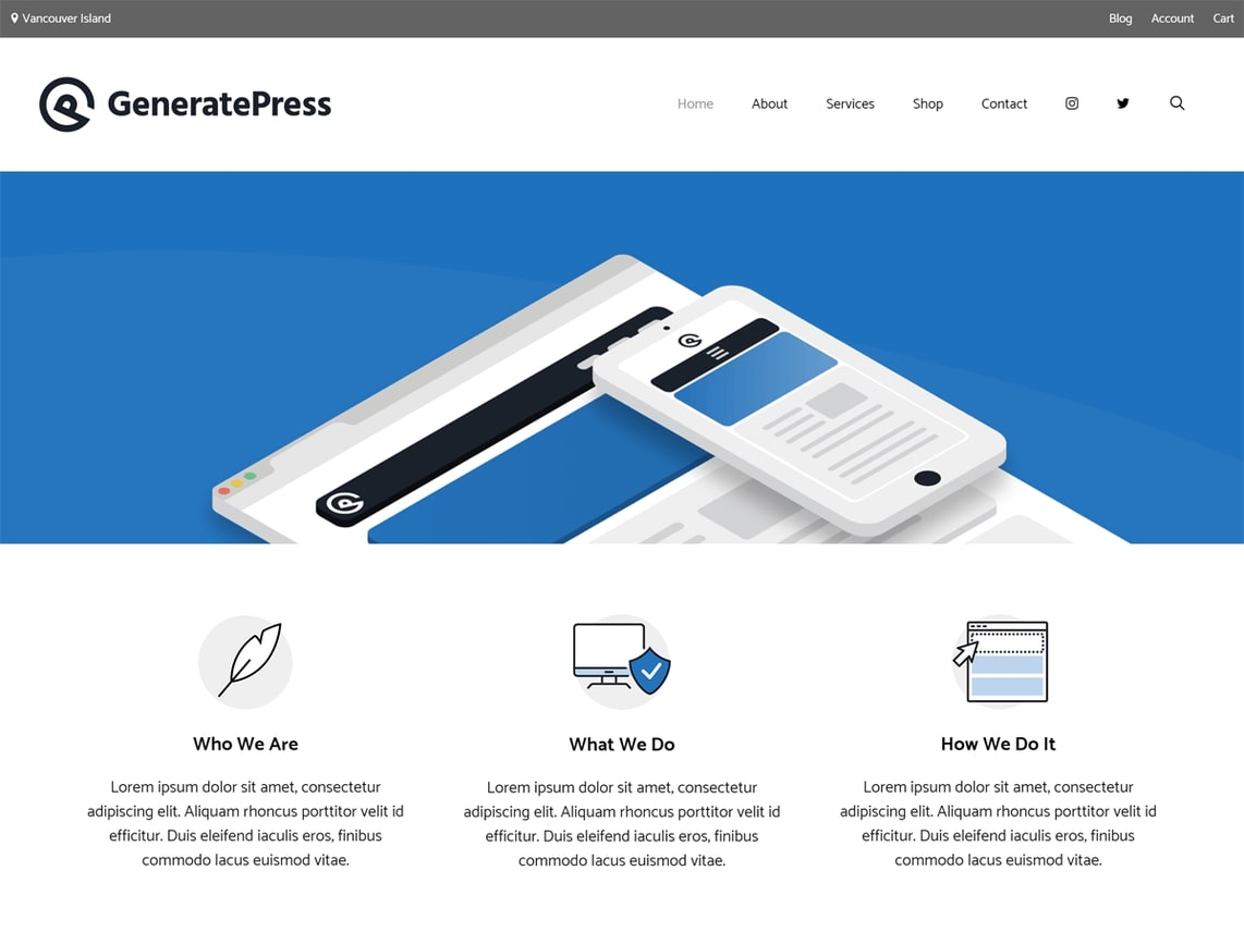 generate press theme homepage