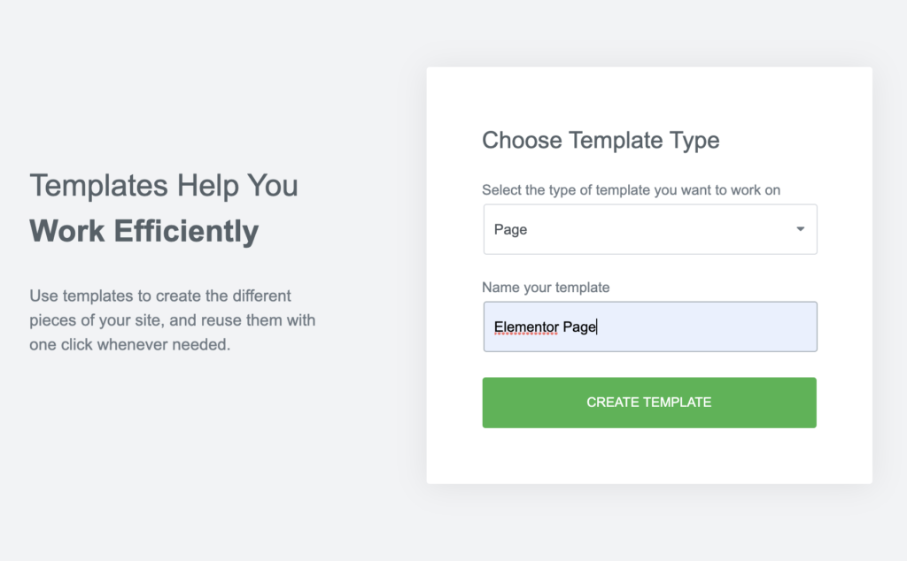 new elementor page template
