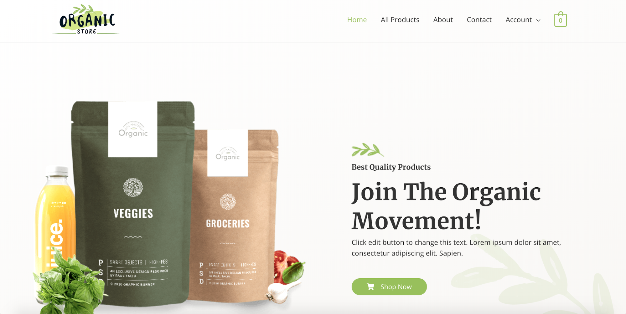 organic shop starter site
