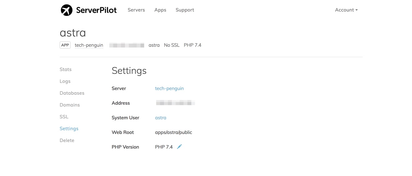 Which PHP Version to Use With WordPress? 58 server pilot dashboard