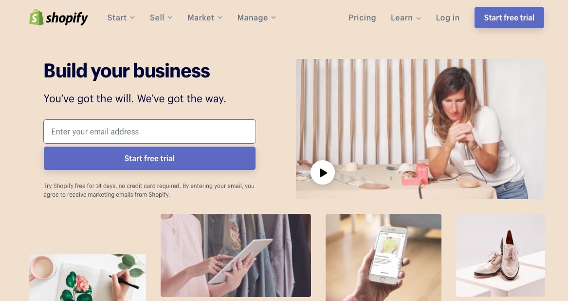 shopify homepage