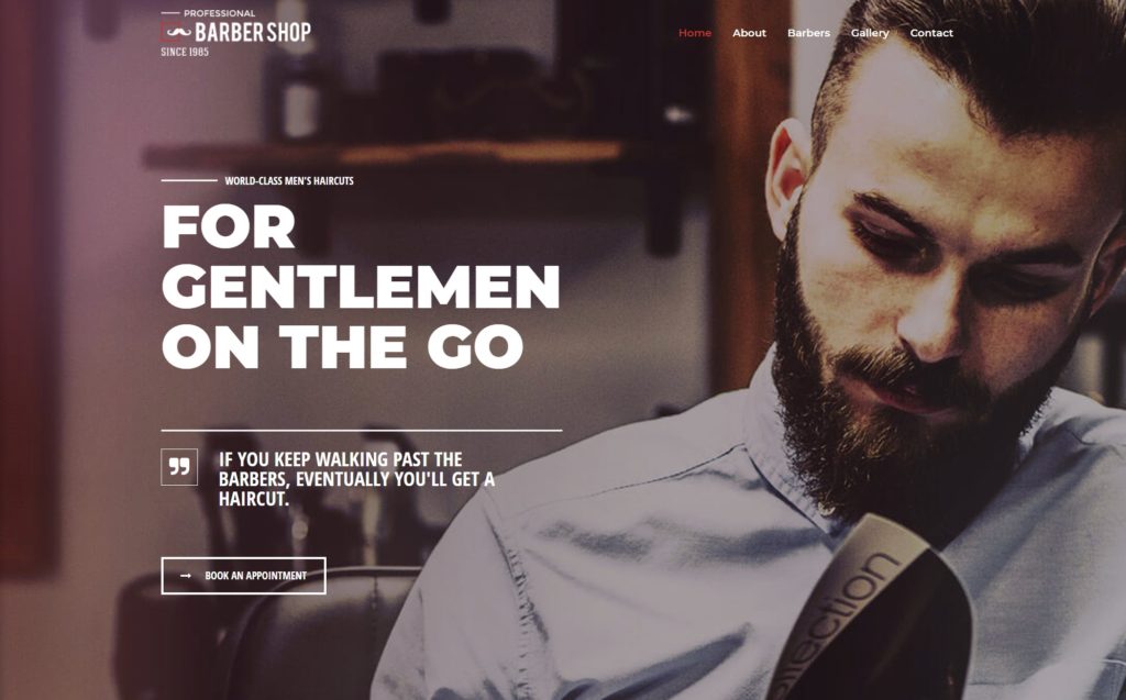 website sample layout with guy on the header