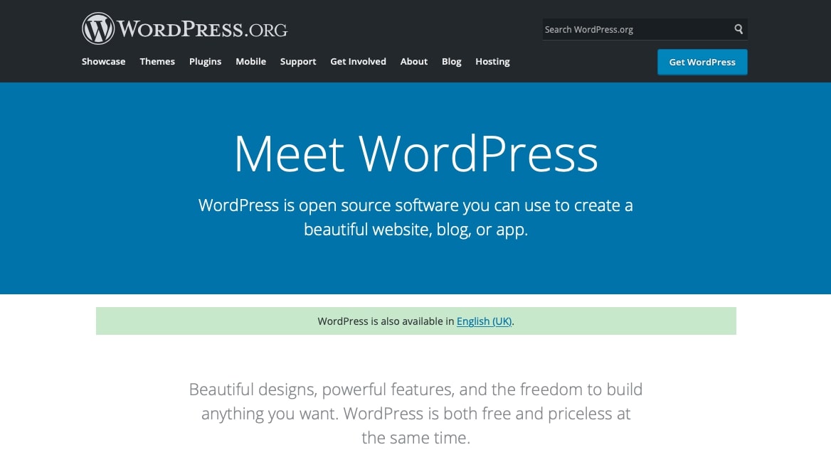wordpress.org homepage