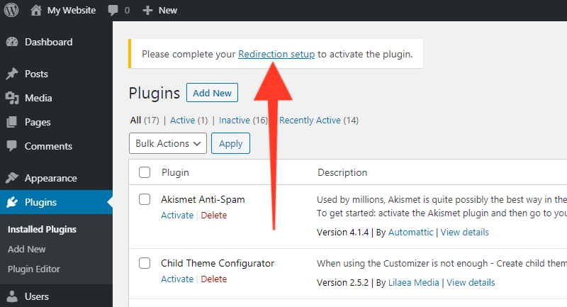 301 Redirects In WordPress — The Complete Guide 2 Link to complete the setup of the Redirection plugin